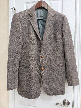 Vintage Harris Tweed Stanley Blacker Gimbels 100% Scottish Wool Sport Coat M